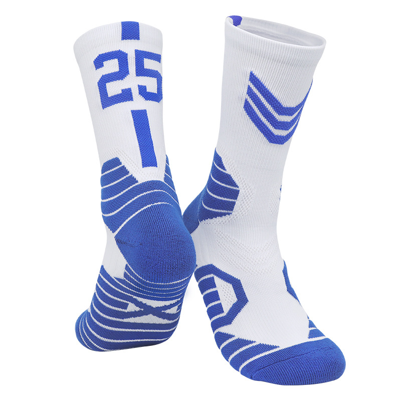 Custom Team Number Athletic Socks Thick Compression Mid Calf Running Sports Socks for Men