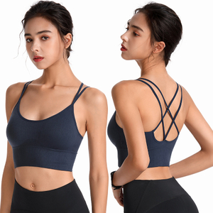 Strappy Sports Bra for Women Sexy Crisscross Back Medium Support Yoga Bra with Removable Cups