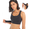 Adjustable Straps Longline Sports Bra Front Zip Yoga Bra Criss-Cross Padded Fitness Top